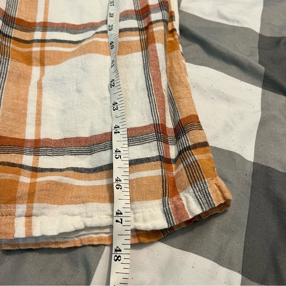 American Eagle Plaid Cotton Linen Cropped Wide Leg Jumpsuit size 6 - Picture 13 of 14